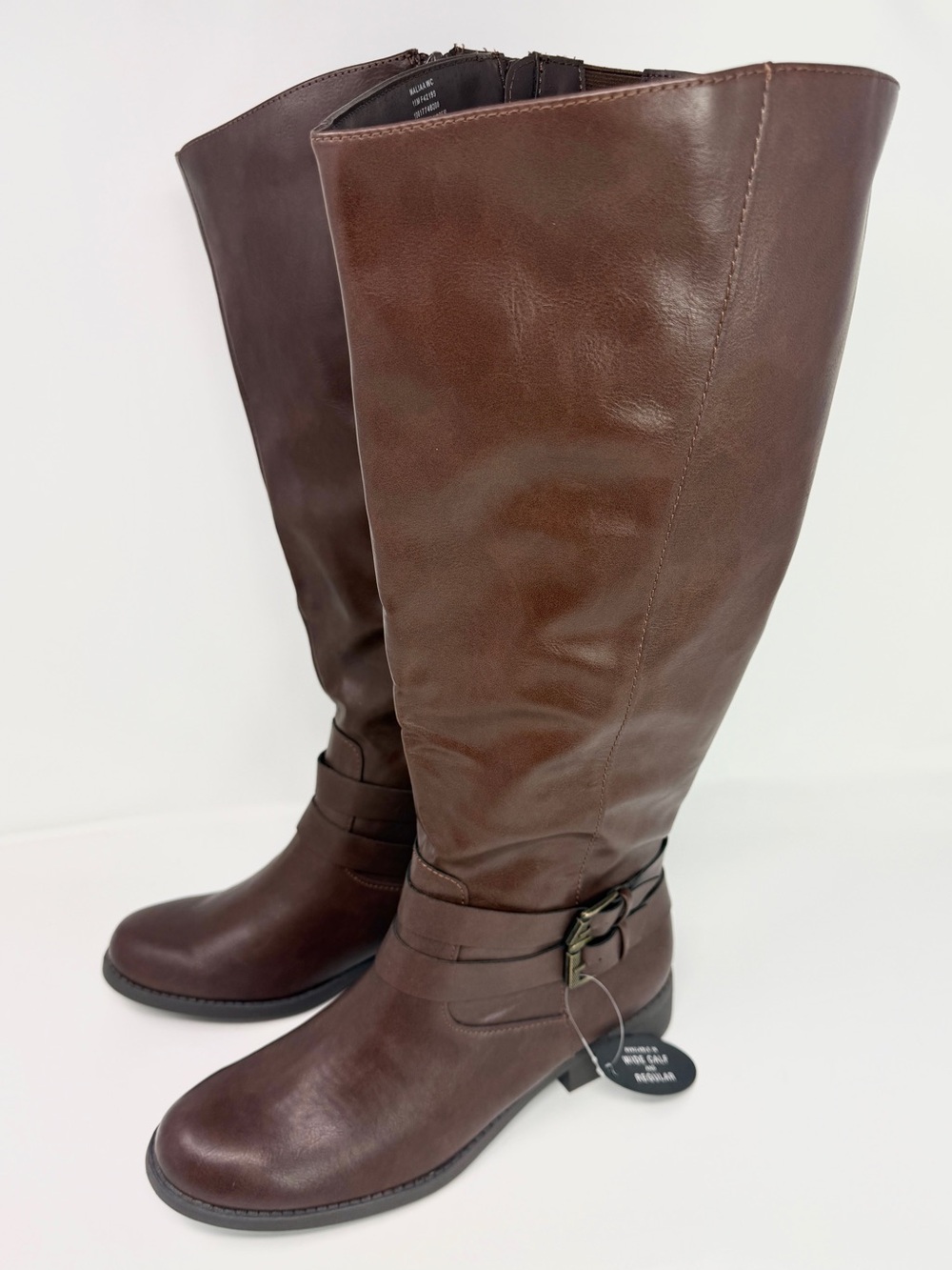 Style & Co Maliaa Brown Knee High Riding Boots Wide-Calf Faux Leather Size 11